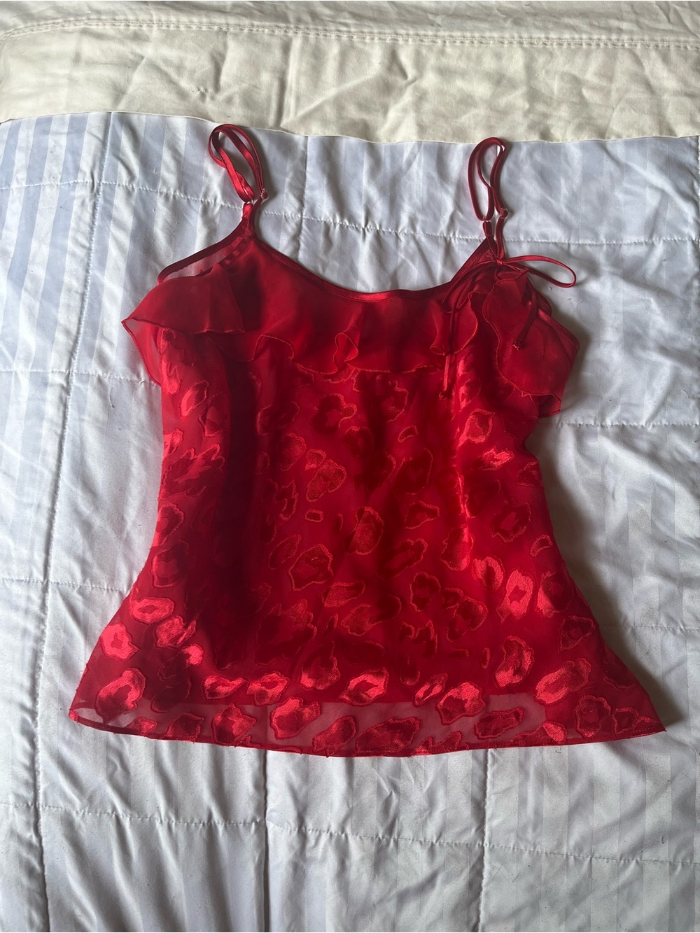 Red sheer leopard print top